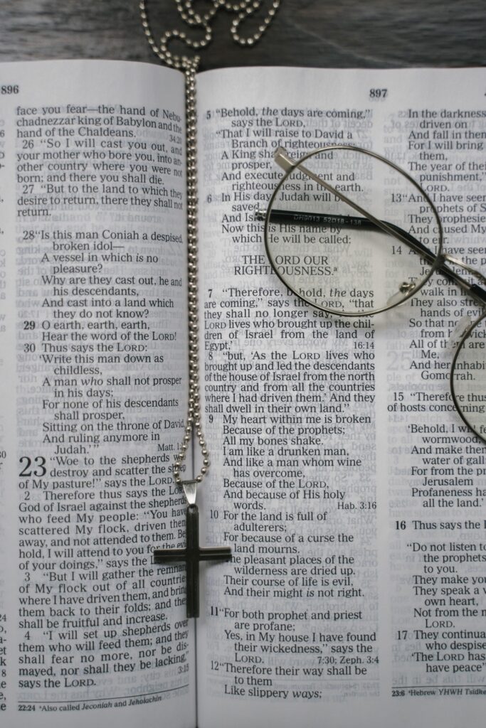 Bible Scripture Cross and Glasses