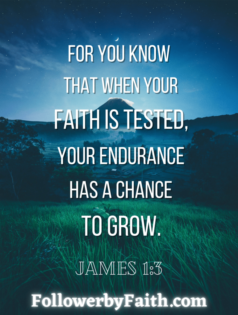 James 1:3 Daily Bible Verse For when your faith is tested your endurance has a chance to grow